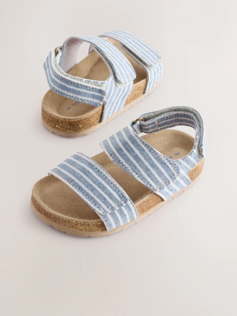Kids Striped Blue Sandals with Adjustable Straps